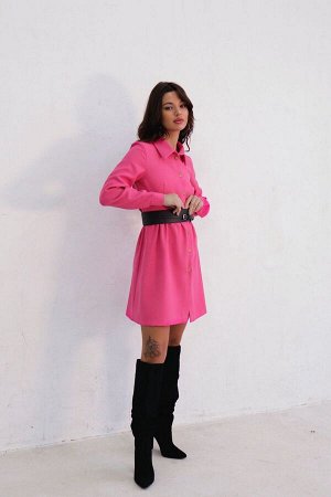 Платье-рубашка розовое