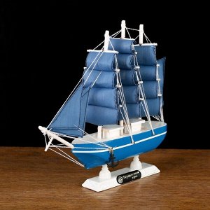 СИМА-ЛЕНД Корабль сувенирный малый «Аскольд», борта голубые с полосой, паруса голубые, 23,5x4,5x23 см