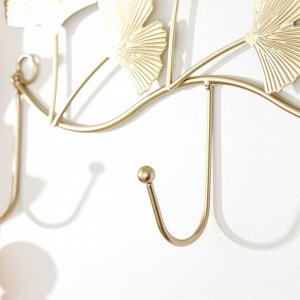 Крючки декоративные металл "Листья Гинкго" 28х4х16 см