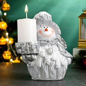 Подсвечник на 1 свечу «Снеговичок», полистоун, 13x15 см