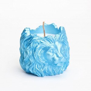 Свеча "Лев" в подсвечнике из гипса, 8,5х8х7см,голубой