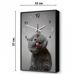 Часы-картина настенные, интерьерные "Котик", плавный ход, 57 х 35 см