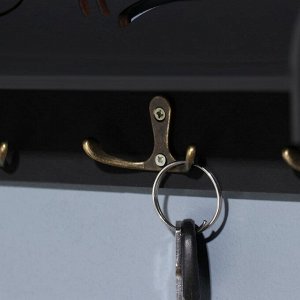 Ключница с полкой "Home sweet home" чёрный цвет, 28х23х7,5 см