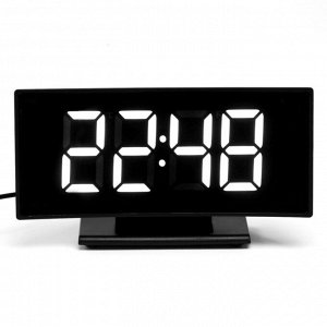 Часы - будильник электронные настольные с термометром, календарем, 17 х 9.5 см, 3ААА, USB