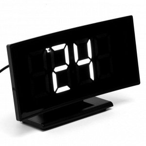 Часы - будильник электронные настольные с термометром, календарем, 17 х 9.5 см, 3ААА, USB