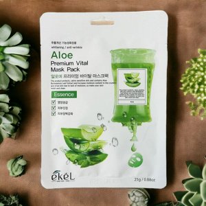 Антивозрастная тканевая маска с экстрактом Алоэ Premium, 25г EKEL Premium Vital Mask Pack Aloe