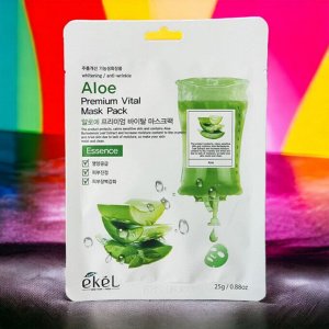 Антивозрастная тканевая маска с экстрактом Алоэ Premium, 25г EKEL Premium Vital Mask Pack Aloe