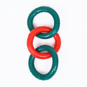 Игрушка жевательная "Всегда вместе!", TPR, 3 кольца по 8 см, зелёная/оранжевая   9780934