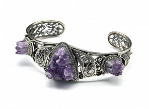 Браслет аметист щетка, 23 см