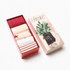 Набор новогодний женских носков KAFTAN "Новогодних чудес" размер 36-39 (23-25 см), 5 пар