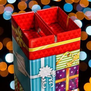 Подарочная новогодняя коробка «Подарки», Башня для сладких подарков, 12x12x40 см