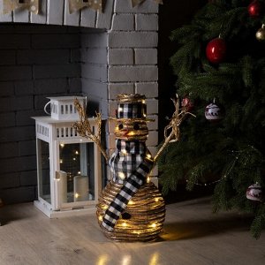 Светодиодная фигура «Снеговик» 24x50x15 см, текстиль, металл, батарейки ААх2 (не в комплекте), свечение тёплое белое