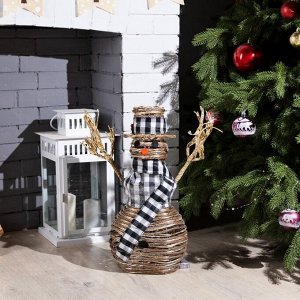 Светодиодная фигура «Снеговик» 24x50x15 см, текстиль, металл, батарейки ААх2 (не в комплекте), свечение тёплое белое