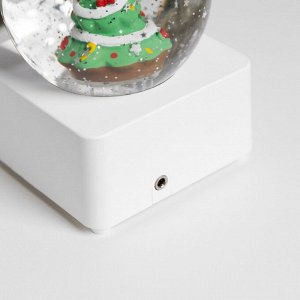 Светодиодная фигура «Шар с ёлкой» 10 x 14.3 x 10 см, пластик, USB, свечение тёплое белое