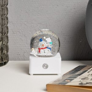 Светодиодная фигура «Шар со снеговиком и медведем» 10 x 14.3 x 10 см, пластик, USB, свечение тёплое белое