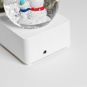 Светодиодная фигура «Шар со снеговиком и медведем» 10 x 14.3 x 10 см, пластик, USB, свечение тёплое белое