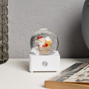 Светодиодная фигура «Шар с Дедом Морозом» 10 x 14.3 x 10 см, пластик, USB, свечение тёплое белое