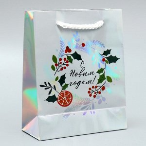 Пакет голографический «Новогоднее чудо», S 12 х 15 х 5.5 см