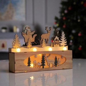 Светодиодная фигура «Новогодняя ночь» 24x17x6 см, дерево, батарейки AAAх2 (не в комплекте), свечение тёплое белое