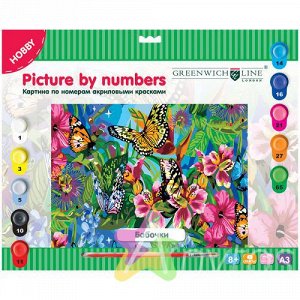 Картина по номерам А3 "Бабочки" с акриловыми красками: KT_10055 штр.: 4680211080556, Похожие товары