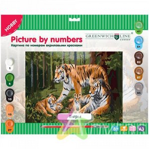 Картина по номерам А3 "Тигры" с акриловыми красками: KT_10011 штр.: 4680211080112, Похожие товары