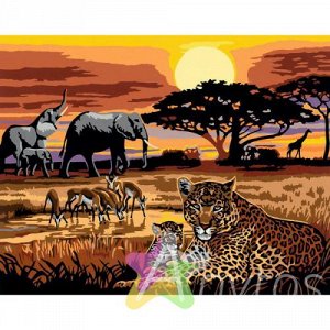 Раскрашивание по номерам «Африка» Размер картинки – 40*30 см: 28819, Похожие товары