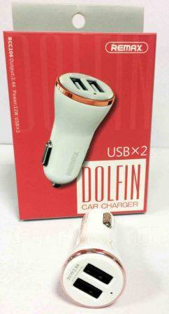 --Адаптер ReMax CarCharger RCC206 DOLFIN 12/24V-USB, 1.0A+2.1A