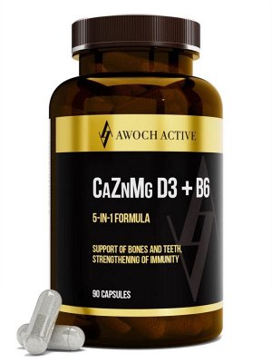 “Calcium zinc magnesium D3 + B6” (“Кальций цинк магний Д3 + Б6”), 90 капсул