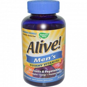Natures Way, Alive! Жевательные витамины для мужчин, 75 жевательных мармеладок