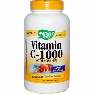 Natures Way, Витамин C-1000, с шиповником, 250 капсул