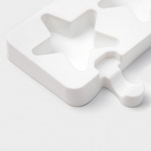 Форма для мороженого Доляна «Звезда», силикон, 28,5x10,5x2 см, 4 ячейки, цвет белый
