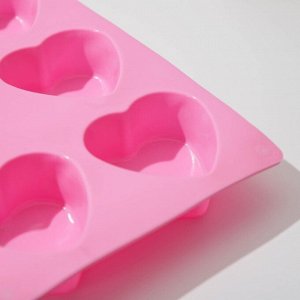 УЦЕНКА Форма силиконовая для выпечки Доляна «Сердце», 26,5?18 см, 6 ячеек, цвет розовый