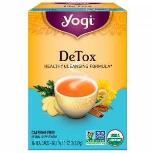 Yogi Tea, Чай Detox без кофеина, 16 чайных пакетиков, 1.02 унций (29 г)