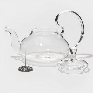 Чайник стеклянный заварочный с металлическим ситом Доляна «Элегия», 600 мл, 19x13x12,5 см