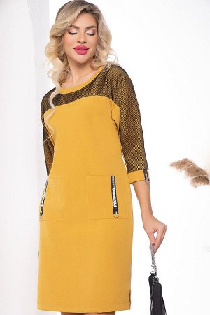 Платье "Модная Леди" (горчица) П7718