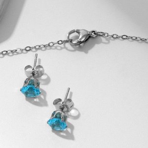 Гарнитур 2 предмета: серьги, кулон «Сверкание», цвет голубой в серебре