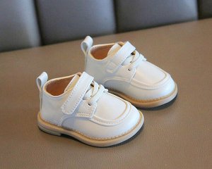 Туфли детские из эко-кожи на шнурках, кремовые