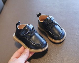 Туфли детские из эко-кожи на шнурках, черные