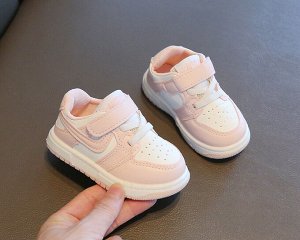Кроссовки для девочки на шнурках и липучках, белые с розовым