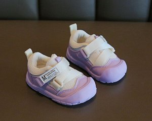 Кроссовки детские на липучках, бело-фиолетовые