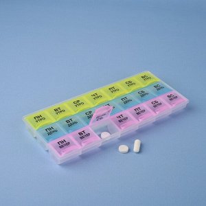 ONLITOP Таблетница - органайзер Неделька, утро/день/вечер, 21,5 х 9 х 2 см, 21 секция, в коробке