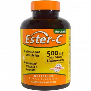 American Health, Ester-C, 500 мг с цитрусовыми биофлавоноидами, 240 капсул