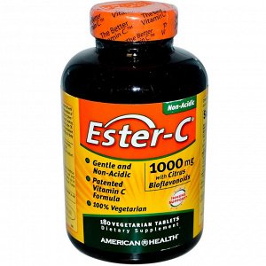 American Health, Эстер-C, 1000 мг с биофлавоноидами цитрусовых, 180 таблеток на растительной основе