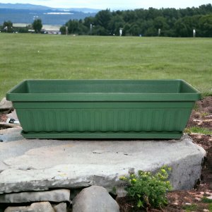 Ящик балконный для цветов (с поддоном) 500х160х130(H) мм зеленый, пластиковый