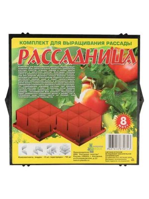 Рассадница (сборный горшок для рассады) 8-мест, пластик 302х196 мм