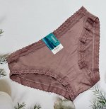 Трусы женские бамбук кружево какао 1700