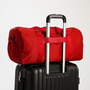 Сумка дорожная на молнии, наружный карман, держатель для чемодана, длинный ремень, цвет красный