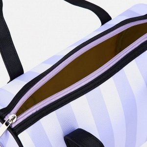 Сумка спортивная на молнии, 2 наружных кармана, длинный ремень, цвет сиреневый/белый
