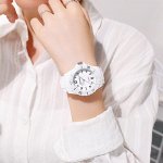 Часы наручные женские, d-4,5см, ремешок силикон, белые