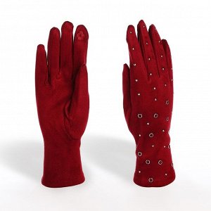 Перчатки жен 24*0,3*8,5 см, замша, безразм, без утеплителя, металл круги, бордо